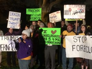 The Alliance of Californians for Community Empowerment (ACCE) organized numerous protests against Steve Mnuchin and OneWest Bank’s discriminatory lending and questionable foreclosure practices.