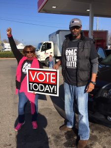 LaTosha Brown and Shun Sheffield on election day in Alabama. Used with permission of LaTosha Brown.