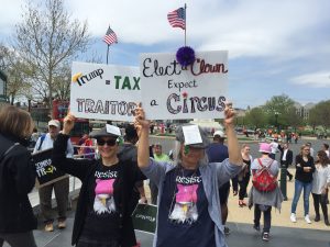 Protestors attending the D.C. Tax March in April 2017.
