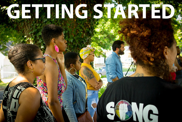 The words "Getting Started" over a group of people.