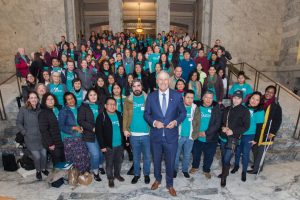 Members of OneAmerica encouraged Washington State lawmakers to adopt pro-immigrant positions during a visit to the state capital in January of 2020. Photo by Mel Ponder.