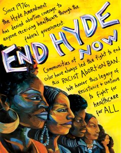 Art created by Forward Together staff, Diana Lugo-Martinez, Kara Carmosino and Micah Bazant, to mark the 43rd anniversary of the Hyde Amendment.